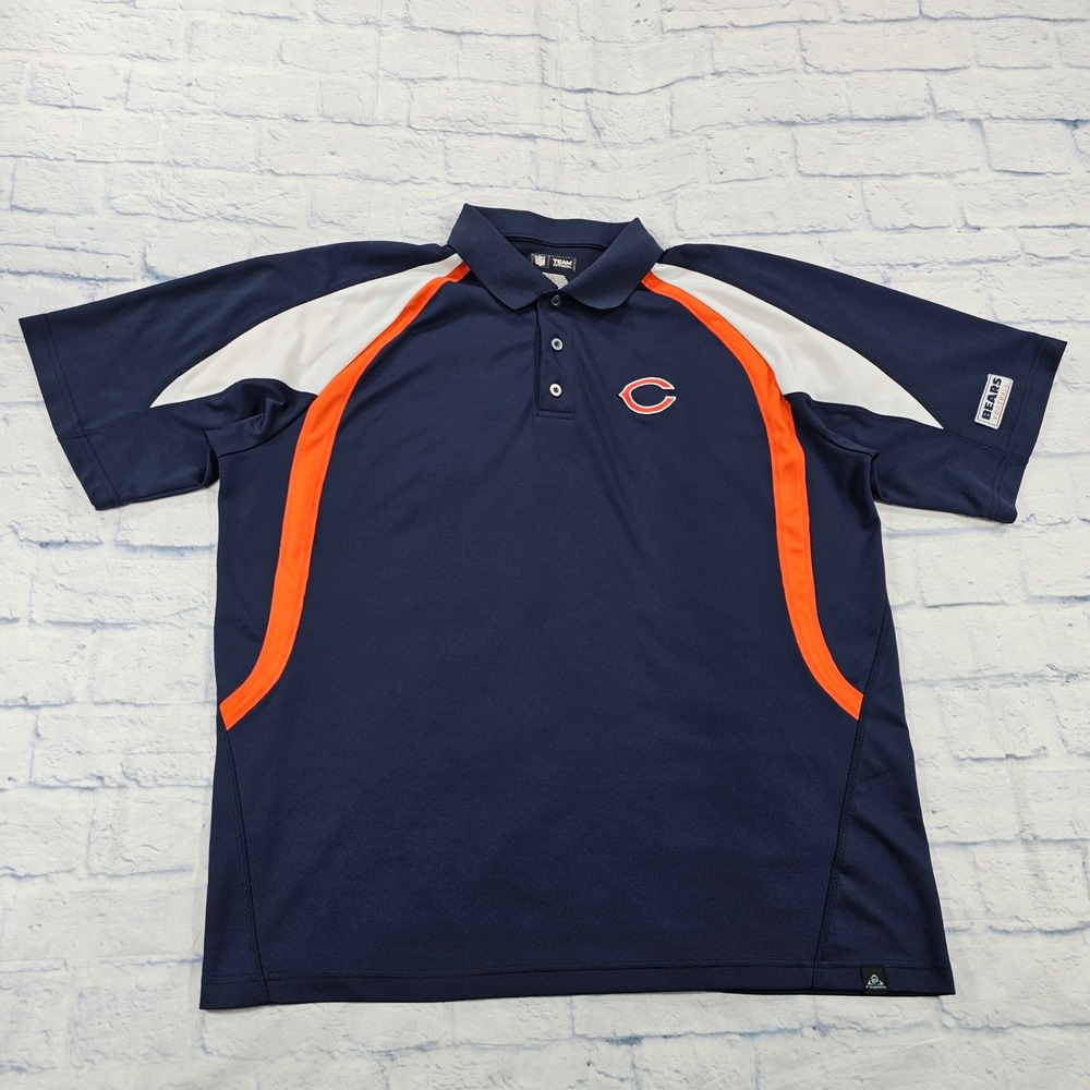 Chicago Bears NFL Team Apparel  Polo MENS 2XL Navy Blue Orange White Football